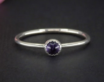 Iolite Ring - Made to Order - Sterling Silver - Dainty Iolite Stacking Rings - Stackable Iolite Ring - Little Purple Gemstone Stack Ring