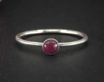 Dainty Ruby Ring - Made to Order - Sterling Silver - Australian Ruby Stacking Ring - Natural Ruby Stackable Ring - Pink Ruby Stack Ring