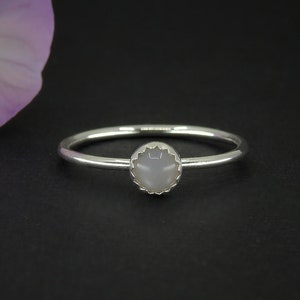 Grey Moonstone Ring - Made to Order - Sterling Silver - Dainty Gray Moonstone Stack Ring - Stackable Moonstone Ring, Grey Gemstone Stacking