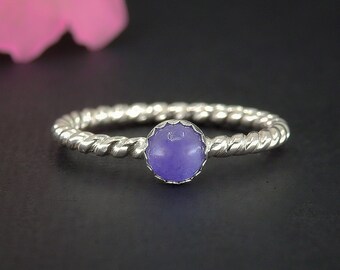 Tanzanite Twist Ring - Made to Order - Sterling Silver - Dainty Tanzanite Stacking Ring - Stackable Tanzanite Stack Ring - Gemstone Ring