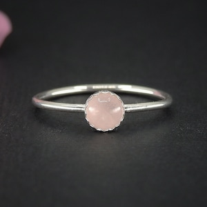 Rose Quartz Ring - Made to Order - Sterling Silver - Dainty Rose Quartz Stacking Ring - Stackable Rose Quartz Ring - Rose Quartz Stack Ring