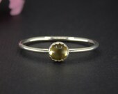 Citrine Ring - Made to Order - Sterling Silver - Dainty Citrine Stacking Ring - Stackable Yellow Citrine Ring - Yellow Gemstone Stack Ring