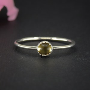 Citrine Ring - Made to Order - Sterling Silver - Dainty Citrine Stacking Ring - Stackable Yellow Citrine Ring - Yellow Gemstone Stack Ring