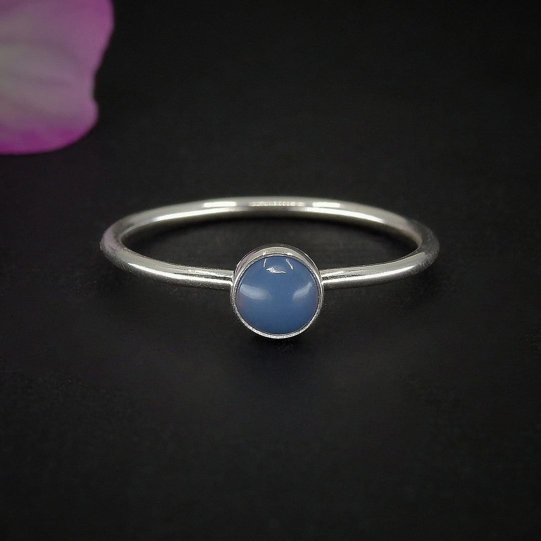 Blue Owyhee Opal Ring Made to Order Sterling Silver Dainty Opal