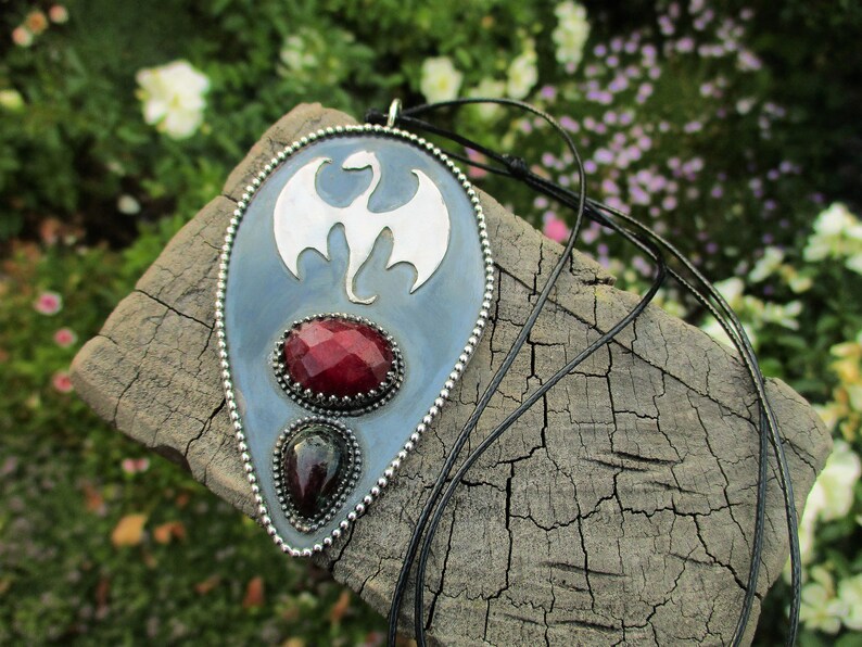 Ruby /& Ruby Zoisite Dragon Pendant F\u00e1fnir/'s Lair Sterling Silver