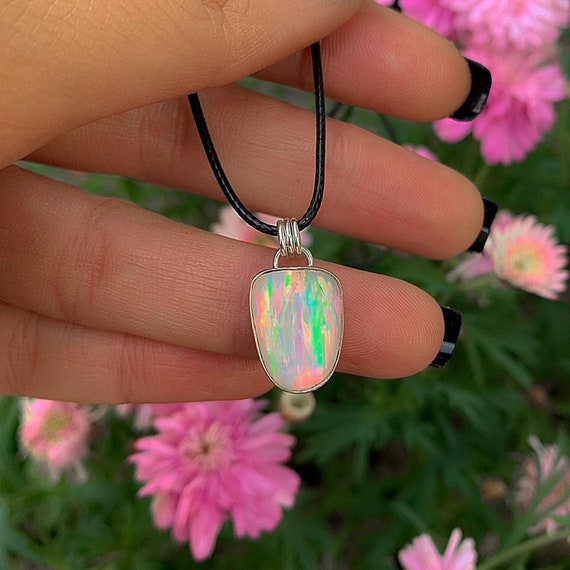【いちご】純銀リング オーロラグラス Rose Cut Clear Quartz & Aurora Opal Pendant- Sterling Silver