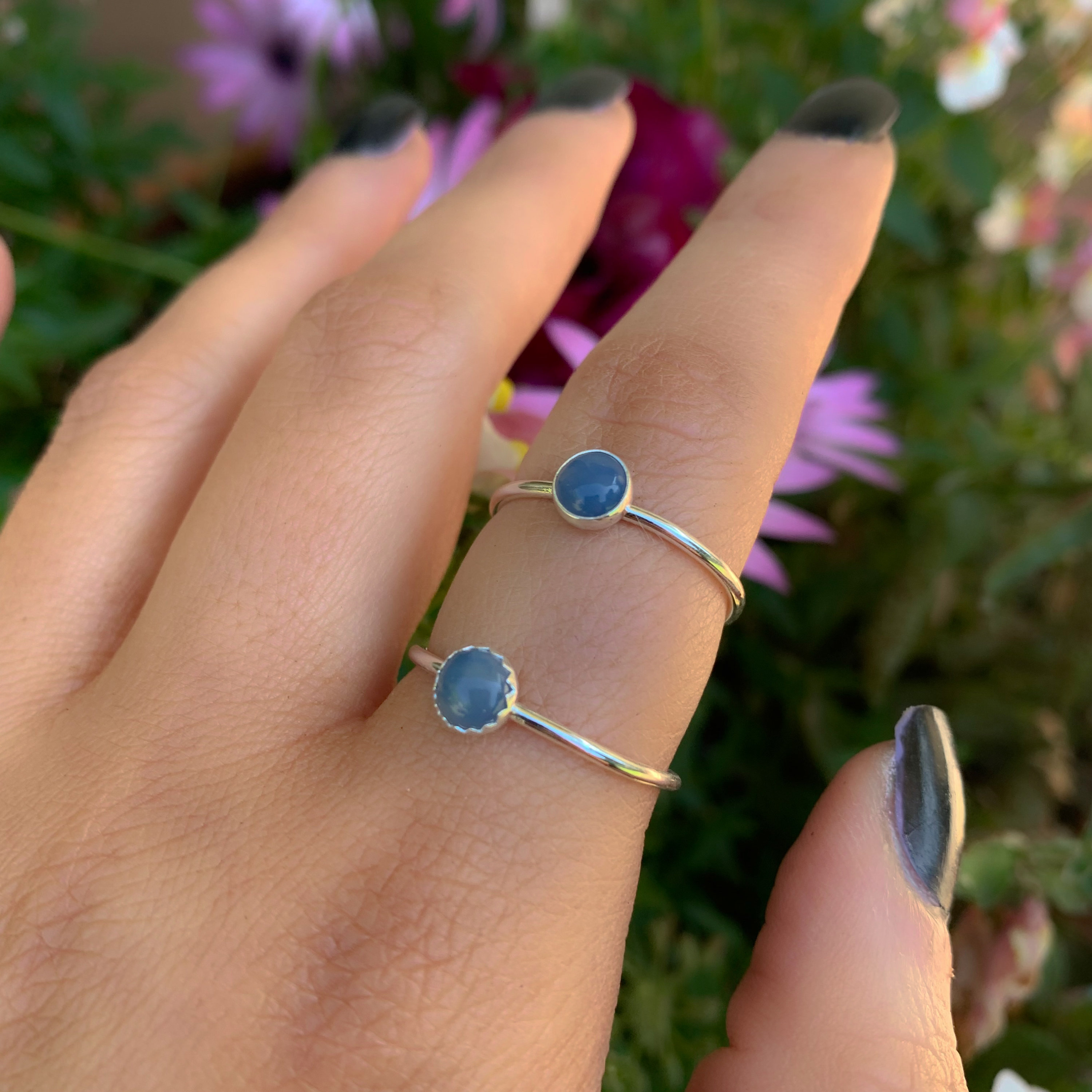 Blue Owyhee Opal Ring - Made to Order - Sterling Silver - Dainty Opal ...
