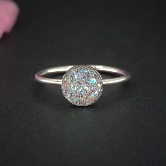 Rainbow aura quartz ring sale