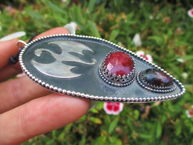 Ruby /& Ruby Zoisite Dragon Pendant F\u00e1fnir/'s Lair Sterling Silver