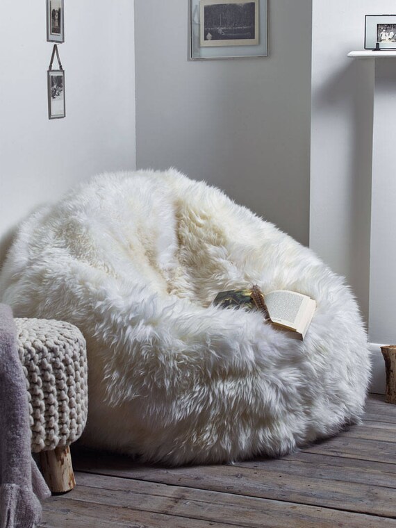 white bean bag fluffy