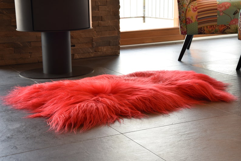 SHEEPSKIN RED Rug Genuine Sheepskin 48 X 28 Etsy