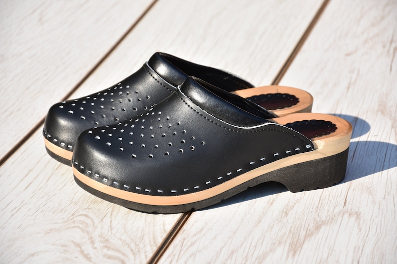 black leather clogs for sale