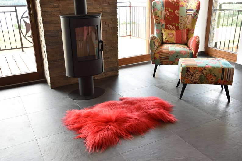 SHEEPSKIN RED Rug Genuine Sheepskin 48 X 28 Etsy