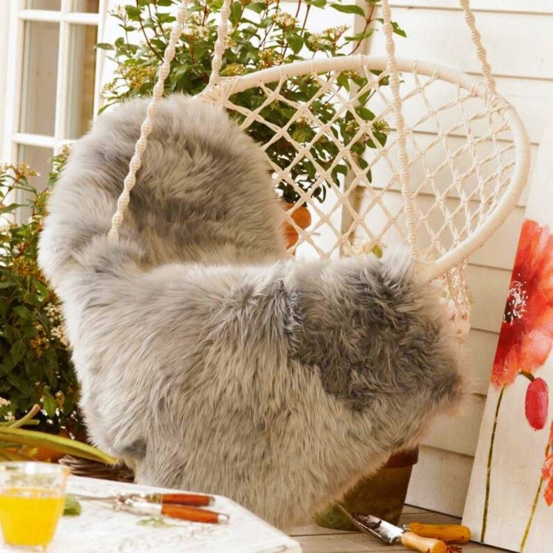 SHEEPSKIN Rugs Gray Xl Throw Genuine Leather Sheep Skin Etsy