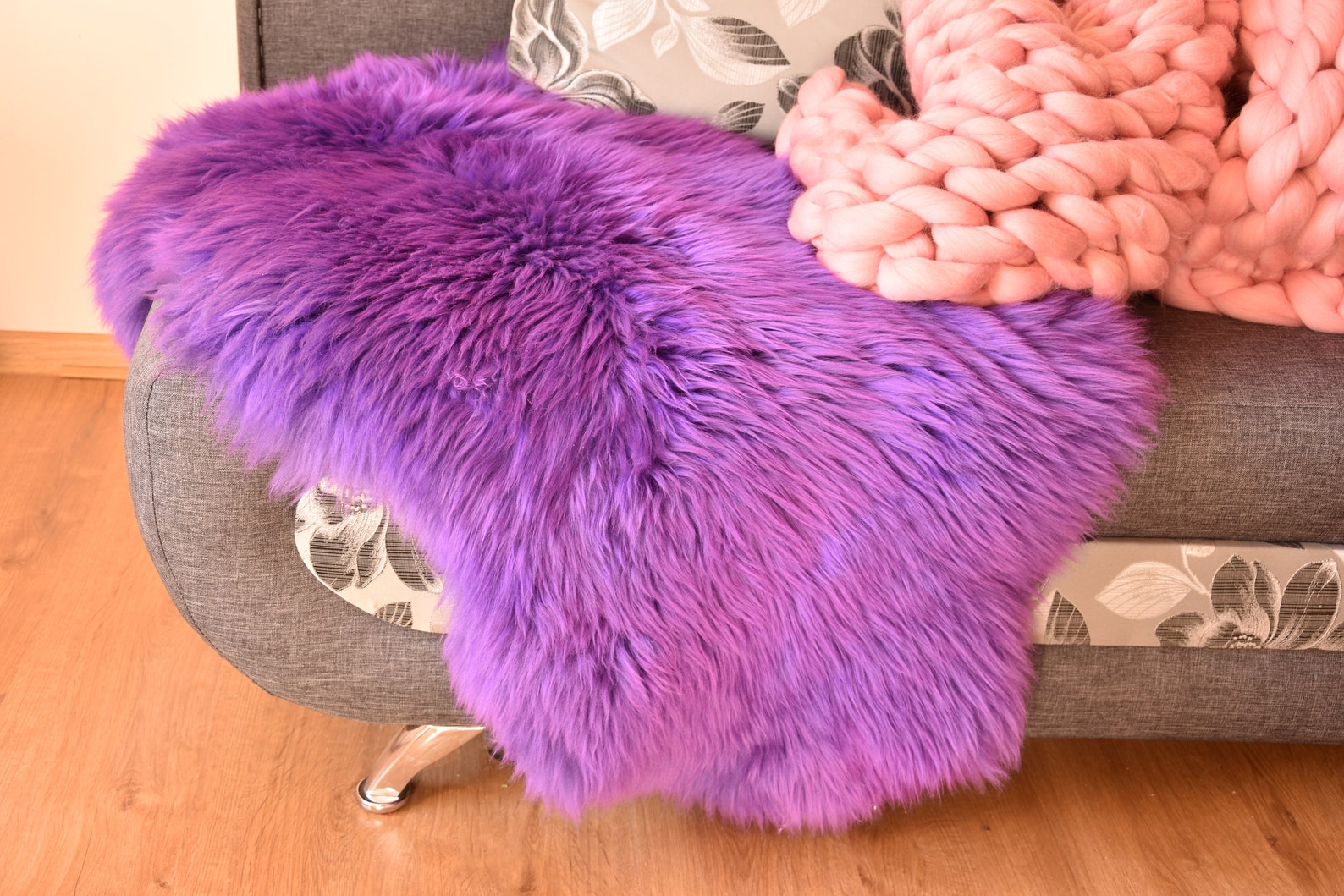 SHEEPSKIN throw sheepskin rug violet chair cover sheepskin Etsy