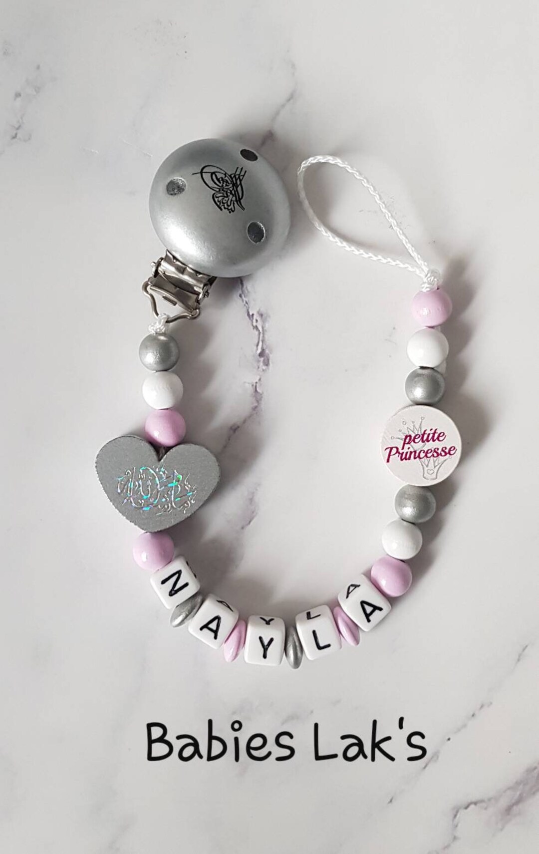 Arabic Calligraphy Wooden Pacifier Clip Etsy