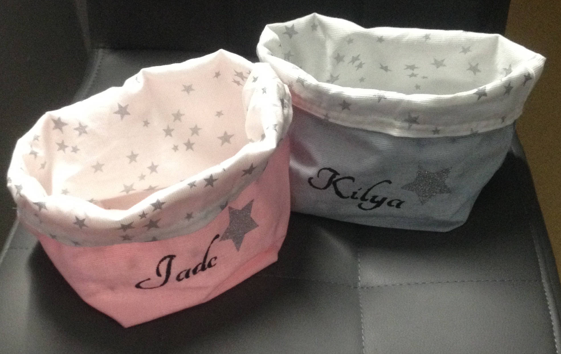 Lot de 2 Paniers Rangement Coton Réversible Personnalisable