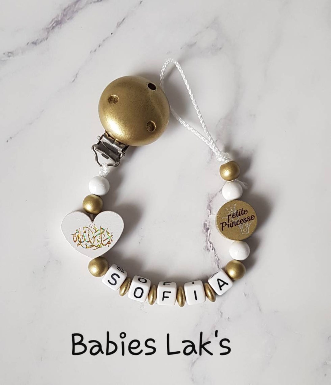 Personalized Pacifier Clip Arabic Calligraphy Etsy