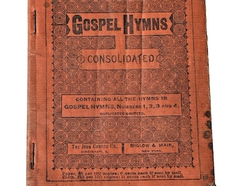 Vintage Gospel Hymns Consolidated Words Only Small Book Cloth Binding Religion