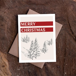 Carte de voeux joyeux Noël avec arbres