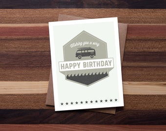 Vintage Beach Van Happy Birthday Card Set