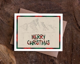Vrolijke kerstkaartenset, vintage kerstkaarten, stijlvolle wenskaarten, eenvoudige kerstkaarten, wenskaartsets, geruite kerstkaarten