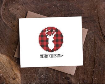 Merry Christmas Plaid Reindeer Card