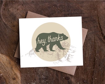 Hey, Thanks - Bear Themed Card Thank You Card