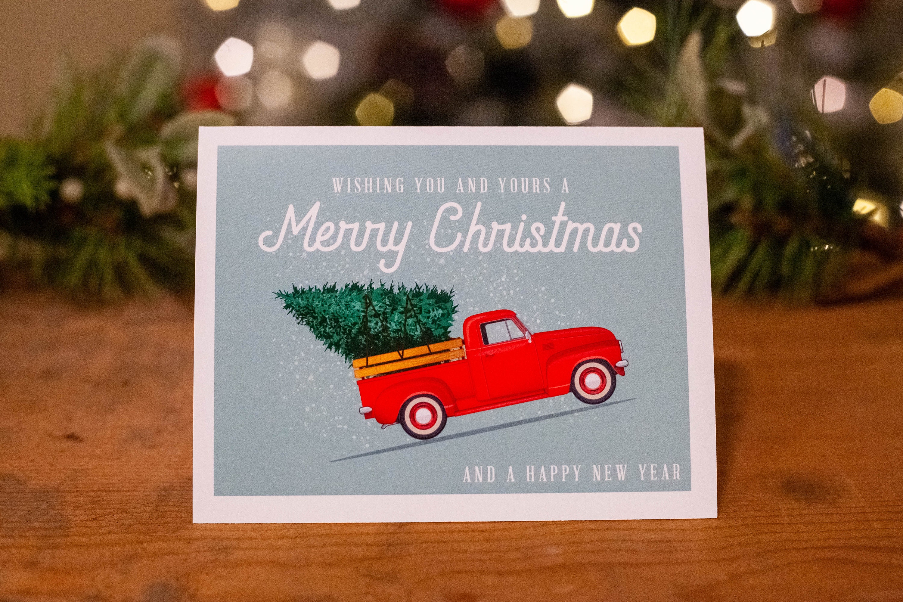 Merry Christmas Truck & Tree Card Etsy