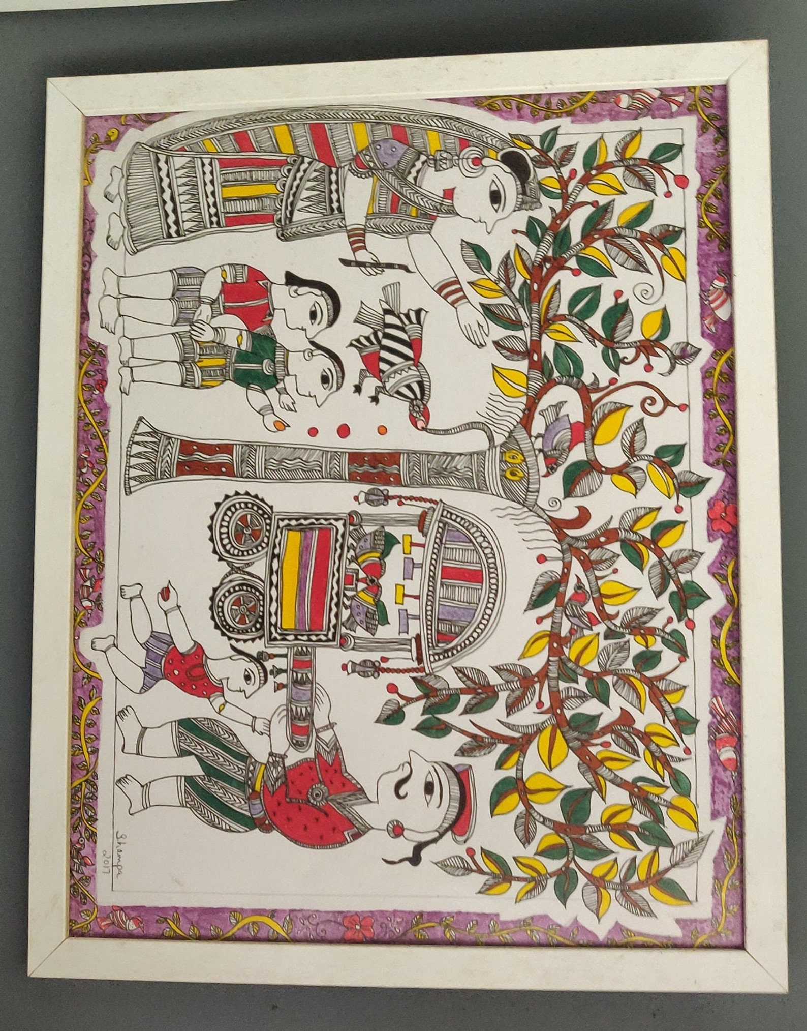 Madhubani painting Indian artwork wall paintings wall art Etsy