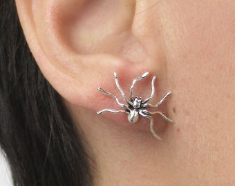 Sterling Silber Spinnen Ohrstecker: Gothic Vogelspinne Schmuck