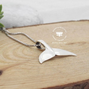 Whale tail necklace in sterling silver, Mermaid lover pendant, Surfer charm necklace, Beach life jewellery, Nautical gift for her