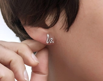 Dainty Sterling Silver Snake Stud Earrings: Reptile Lover Jewelry