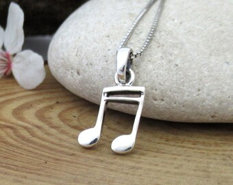 Sterling Silver 21x11mm Black Enameled Music Note Charm 