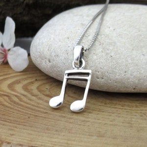 Music Note charm necklace in sterling silver, 16th note symbol pendant, Music jewellery unisex gift, Musician and performing arts gift