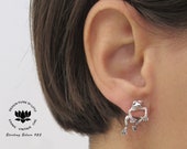 Frog Earrings Front back earrings Frog ear jacket Toad earrings Silver Double sided Frog studs Frog jewelry 3d frog Two piece Earrings