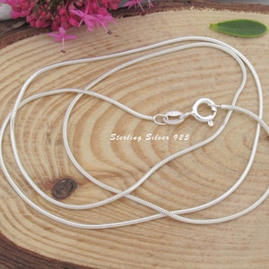 925 Sterling Silber Schlangenkette, 1 mm runde Schlangenkette, Italienische Silberkette für Anhänger & Charms, Fertige Silberkette, Nickelfrei