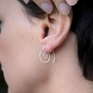 Sterling Silber Spiral Ohrringe: 20 mm Offene Draht-Durchfädler, Tribal Style