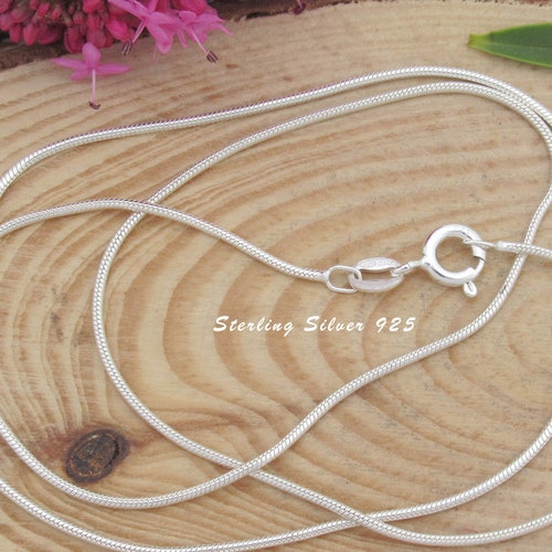 Tarnish resist NEW 16" 1mm solid .925 Italian sterling silver snake chain 