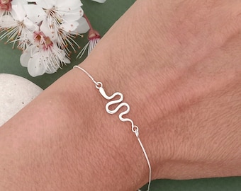 Sterling Silver Adjustable Snake Charm Bracelet: Serpent Jewelry lovers