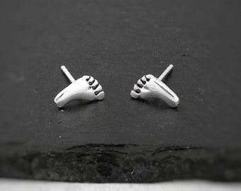 Sterling Silver Baby Feet Stud Earrings: New Mom Gift