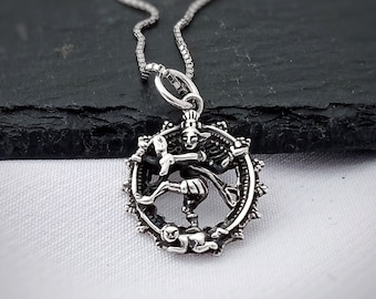 Sterling Silver Nataraj Pendant: Dancing Shiva Necklace, Hindu Jewelry