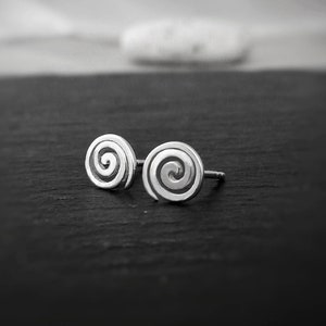 Sterling Silver Tiny Spiral Studs: Minimalist Swirl Earrings