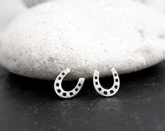 Horseshoe Stud earrings in sterling silver, Lucky symbol post earrings, Equestrian jewelry gift, Everyday small earrings, Bridesmaid gift