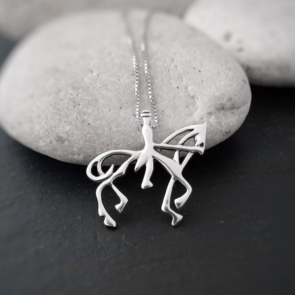 Dressage horse pendant in sterling silver, Stylized Horse necklace charm for Equestrian sports lovers and horse riders, Horse lover gift