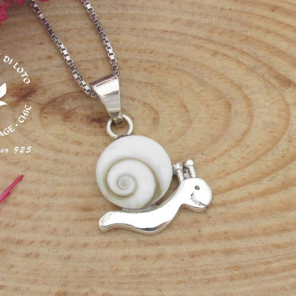 Collier délicat à breloques escargot pour femme en argent sterling, pendentif animal coquillage oeil Shiva, bijoux Garden Life pour elle, cadeau pour amoureux des escargots