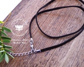 Faux Suede Cord with Stainless Steel findings Black Cord for pendant Made to order Ask for any length Cord necklace Nickel free Vegan