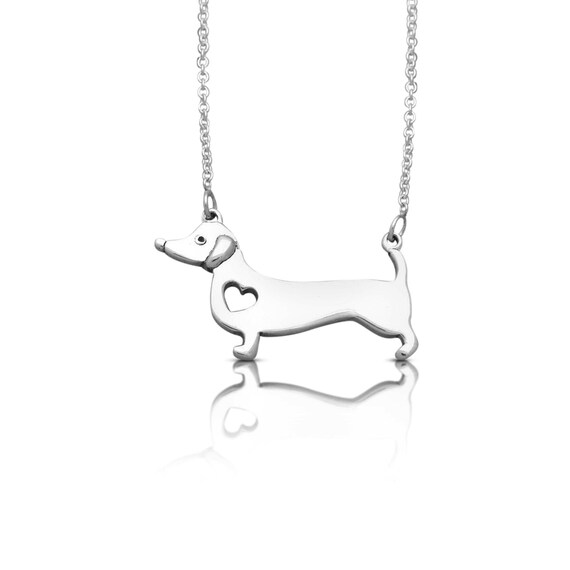 Dachshund Sausage Dog Necklace in Sterling Silver, Dachshunds With