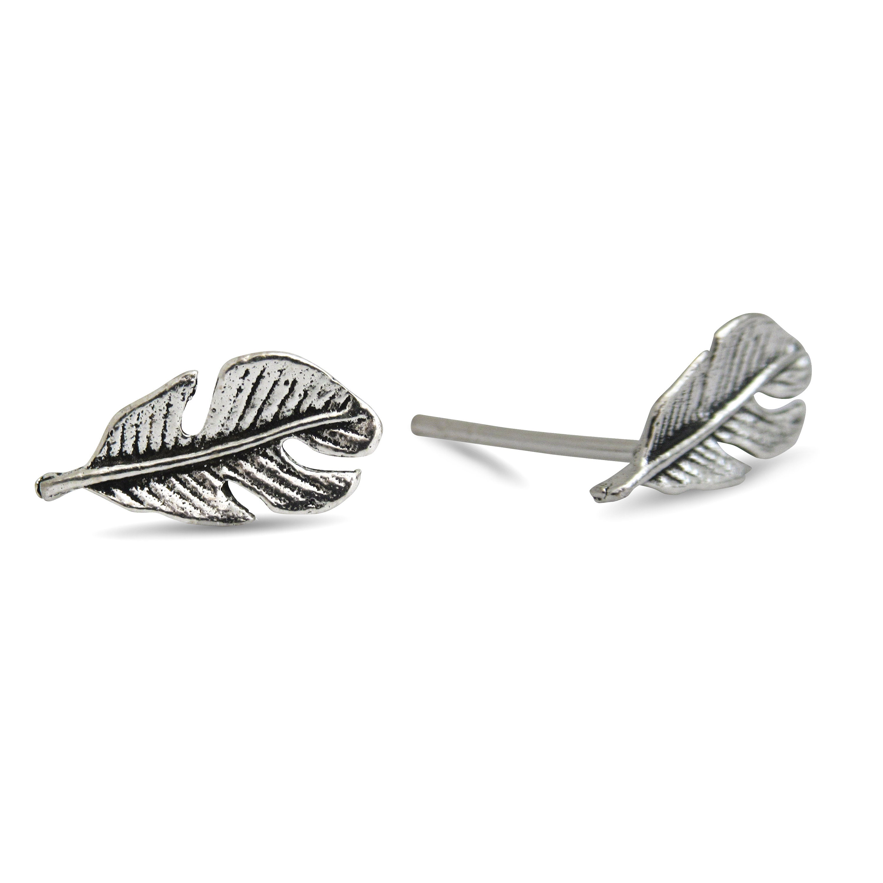 Silver Leaf Stud Earrings  12mm  F0119  FHinds Jewellers