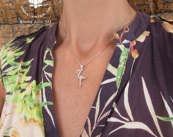 Collana da Donna con ciondolo Fenicottero Rosa smaltato